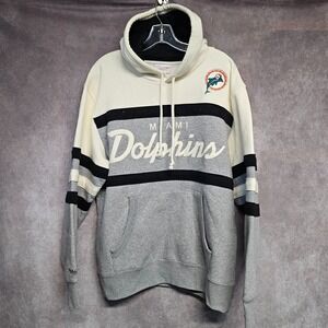 NWT Mitchell & Ness Miami Dolphins Retro Head Coach Script Hoodie Mens L $110